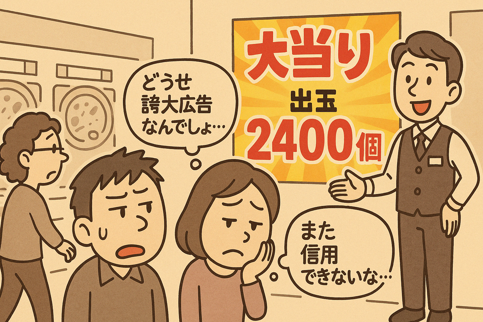 パチンコ店の信用の不足を表すイラスト